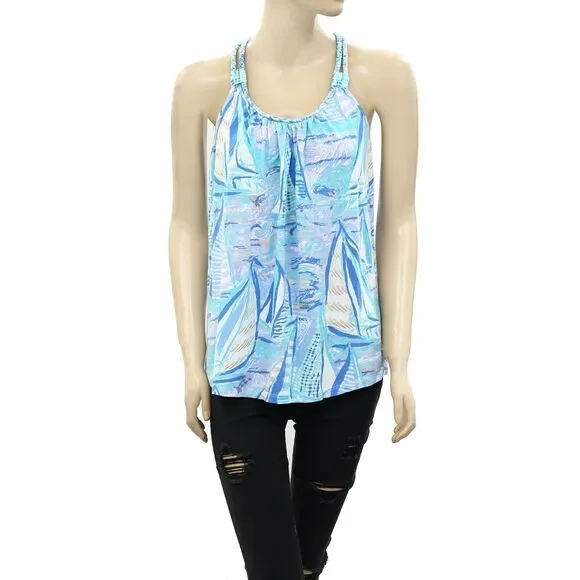 Lilly Pulitzer Aleida Tank Top Racerback Braided Jersey Beach Resort S 270230 - Picture 3 of 7